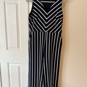 Ann Taylor Navy and Cream Striped Jumpsuit